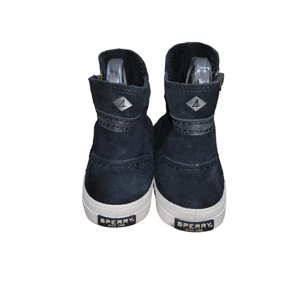 Sperry Top Sider Crest Lug Zone Womens Sz 10 M Black Suede Leather Shoes Sneaker
